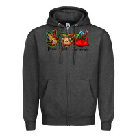 Charcoal Heather peace love Christmas Zipper Hoodie - BarkalooDesign