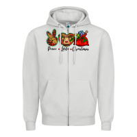 Dove Grey peace love Christmas Zipper Hoodie - BarkalooDesign