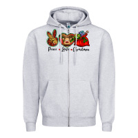 Heather Grey peace love Christmas Zipper Hoodie - BarkalooDesign