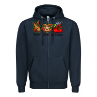 Navy peace love Christmas Zipper Hoodie - BarkalooDesign