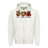 Oatmeal Heather peace love Christmas Zipper Hoodie - BarkalooDesign