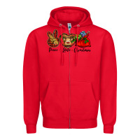Red peace love Christmas Zipper Hoodie - BarkalooDesign