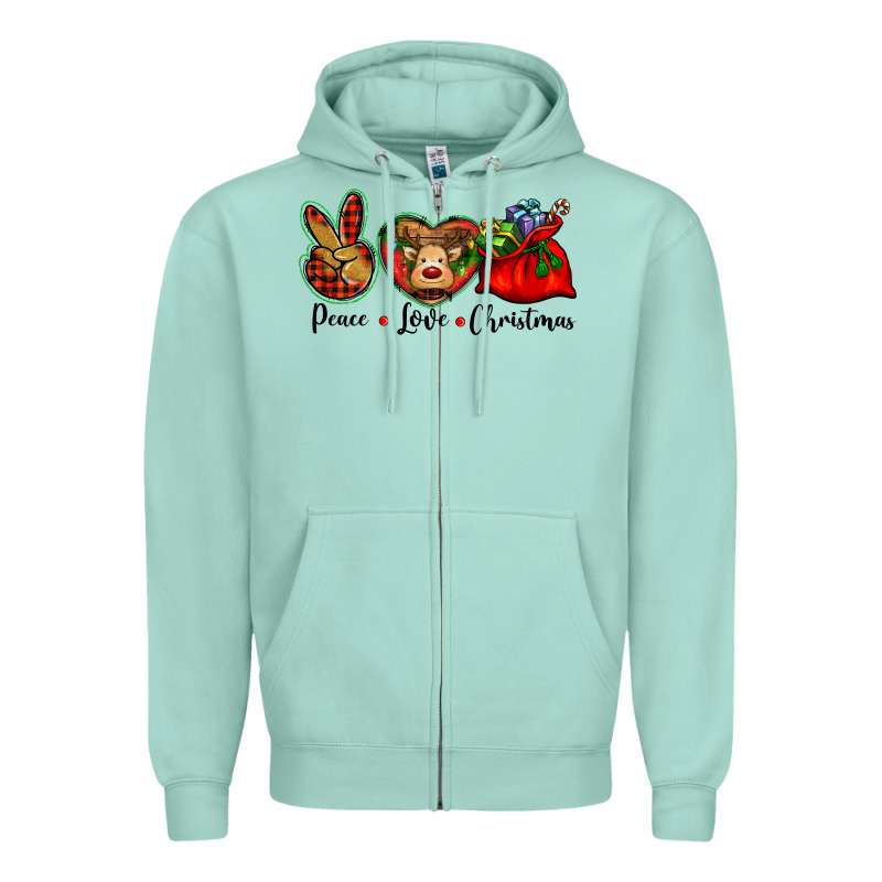 Peace Love Christmas Zipper Hoodie by BarkalooDesign | Teevron