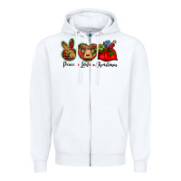 White peace love Christmas Zipper Hoodie - BarkalooDesign