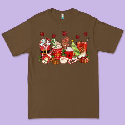 Christmas Coffee Cups Premium Tee Designed By Texasbilliewilder