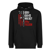 Black God Guns Whiskey Freedom - Pro Gun American Flag Guns Arts Characters Heavyweight Hoodie - maiPhamDesign