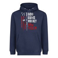 Navy God Guns Whiskey Freedom - Pro Gun American Flag Guns Arts Characters Heavyweight Hoodie - maiPhamDesign