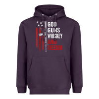 God Guns Whiskey Freedom - Pro Gun American Flag Guns Arts Characters Heavyweight Hoodie | Teevron