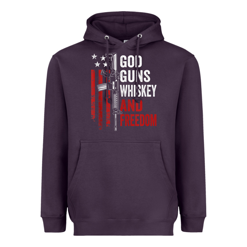 God Guns Whiskey Freedom - Pro Gun American Flag Guns Arts Characters Heavyweight Hoodie by maiPhamDesign | Teevron