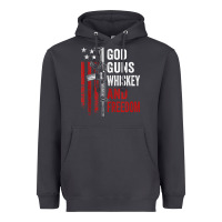 Smoke God Guns Whiskey Freedom - Pro Gun American Flag Guns Arts Characters Heavyweight Hoodie - maiPhamDesign