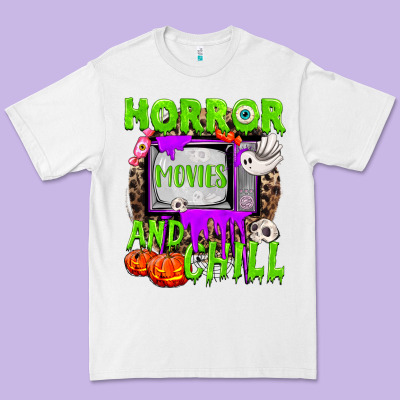 Horror Movies And Chill Premium Tee Designed By Nancycooperartshop