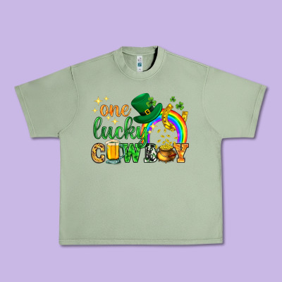 One Lucky Cowboy St. Patricks Day Urban Heavy Tee Designed By Howdyjamesfarm
