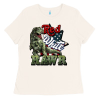 Bone Red white rawr 4th of july Ladies Tee - HowdyJamesFarm