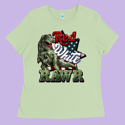 Red White Rawr 4th Of July Ladies Tee Designed By Howdyjamesfarm