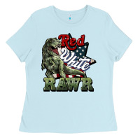 Baby Blue Red white rawr 4th of july Ladies Tee - HowdyJamesFarm