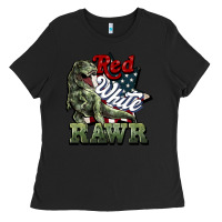 Black Red white rawr 4th of july Ladies Tee - HowdyJamesFarm
