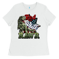 White Red white rawr 4th of july Ladies Tee - HowdyJamesFarm