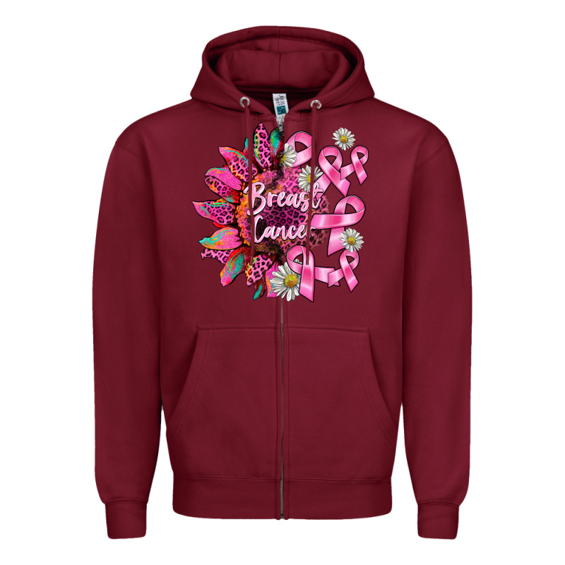 Breast Cancer Sunflower Zipper Hoodie by BarkalooDesign | Teevron