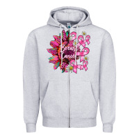 Heather Grey breast cancer sunflower Zipper Hoodie - BarkalooDesign