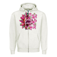 Oatmeal Heather breast cancer sunflower Zipper Hoodie - BarkalooDesign