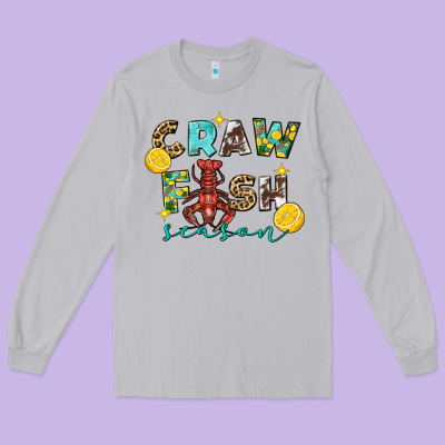 Crawfish Season Long Sleeve Tee Designed By Fadigitalartstudio