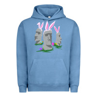 Pigment Pebble Blue easter island moai figures  cute travelers funny gift Urban Hoodie - maiPhamDesign