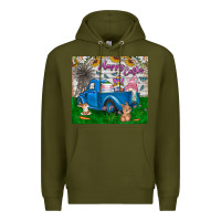 Army Green happy easter truck Premium Hoodie - CowhideDigitalArt