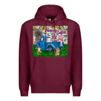 Burgundy happy easter truck Premium Hoodie - CowhideDigitalArt
