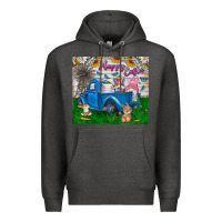 Charcoal Heather happy easter truck Premium Hoodie - CowhideDigitalArt