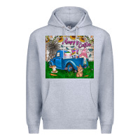 Heather Grey happy easter truck Premium Hoodie - CowhideDigitalArt