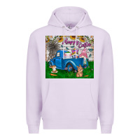 Lilac happy easter truck Premium Hoodie - CowhideDigitalArt