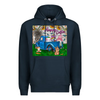 Navy happy easter truck Premium Hoodie - CowhideDigitalArt