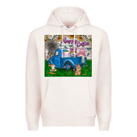Pale Pink happy easter truck Premium Hoodie - CowhideDigitalArt