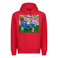 Red happy easter truck Premium Hoodie - CowhideDigitalArt