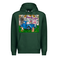 Sports Green happy easter truck Premium Hoodie - CowhideDigitalArt