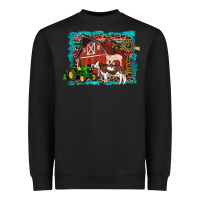 Black farm life tractor cow pig rooster Heavyweight Sweatshirt - Artiststas