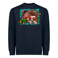 Navy farm life tractor cow pig rooster Heavyweight Sweatshirt - Artiststas