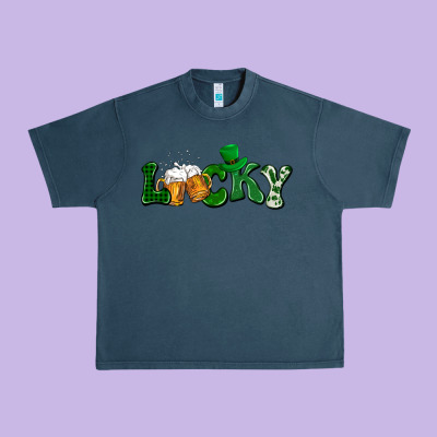Lucky With Beer St. Patricks Day Urban Heavy Tee Designed By Howdyjamesfarm