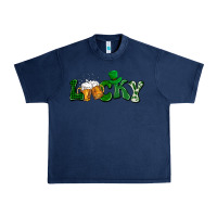 Navy Lucky with beer St. Patricks day Urban Heavy Tee - HowdyJamesFarm