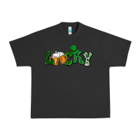 Pigment Black Lucky with beer St. Patricks day Urban Heavy Tee - HowdyJamesFarm