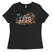 Black Eat. 1776 eagle 4th of july Ladies Tee - HowdyJamesFarm