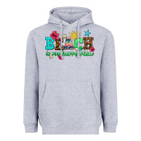 Heather Grey beach is my happy place Heavyweight Hoodie - AdoDesignShop