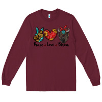 Burgundy peace love bison Long Sleeve Tee - RanaPortraitStore