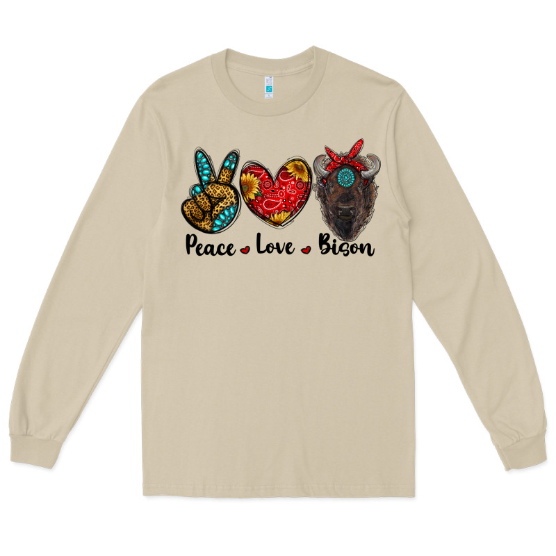 Peace Love Bison Long Sleeve Tee by RanaPortraitStore | Teevron