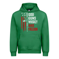 Emerald God Guns Whiskey Freedom - Pro Gun American Flag Guns Arts Characters Urban Hoodie - maiPhamDesign