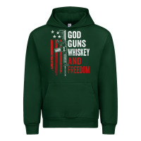 Forest Green God Guns Whiskey Freedom - Pro Gun American Flag Guns Arts Characters Urban Hoodie - maiPhamDesign