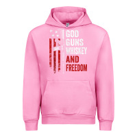 Fuchsia Pink God Guns Whiskey Freedom - Pro Gun American Flag Guns Arts Characters Urban Hoodie - maiPhamDesign
