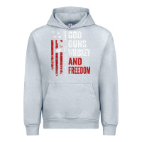 Heather Grey God Guns Whiskey Freedom - Pro Gun American Flag Guns Arts Characters Urban Hoodie - maiPhamDesign