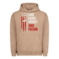 Pigment Burro God Guns Whiskey Freedom - Pro Gun American Flag Guns Arts Characters Urban Hoodie - maiPhamDesign