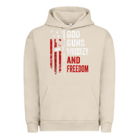 Pigment French Oak God Guns Whiskey Freedom - Pro Gun American Flag Guns Arts Characters Urban Hoodie - maiPhamDesign